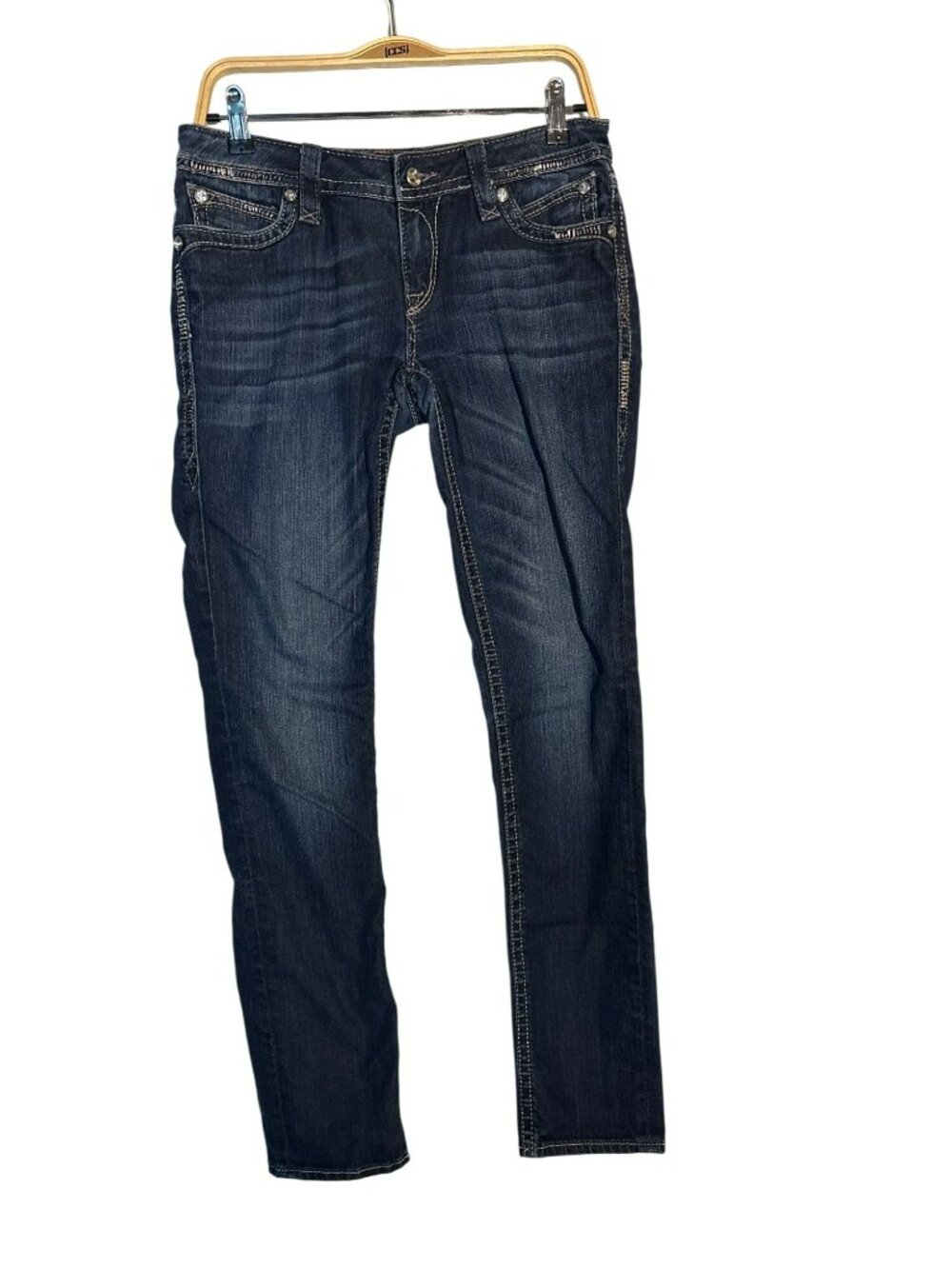 Rock Revival Kathy Sequined Embroidered Skinny Jeans Size 29